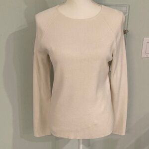LOFT Ribbed Cream Stretch Sweater. Size XL.